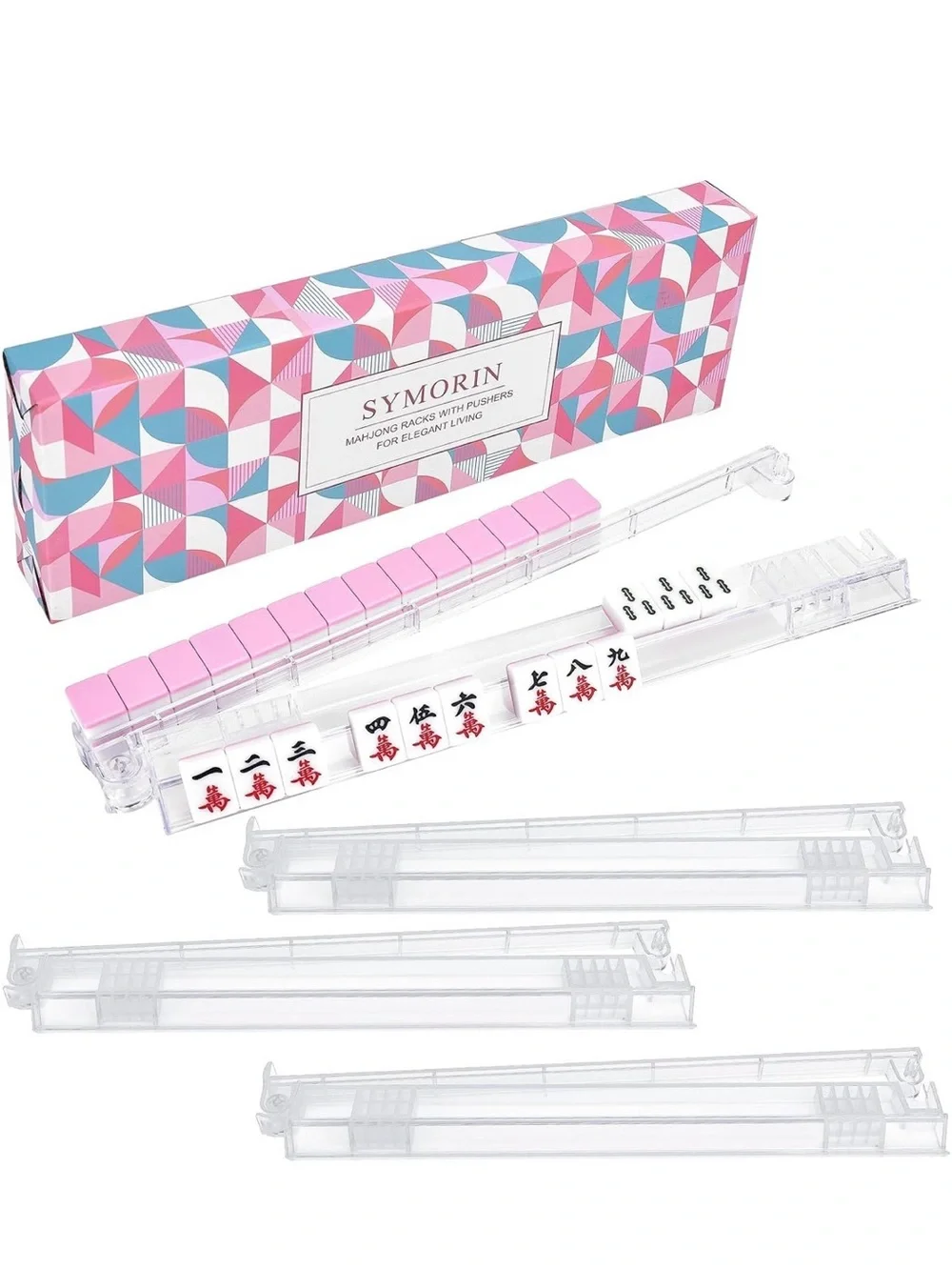 NWT Clear Mahjong Tile Racks - Clear Plastic Set